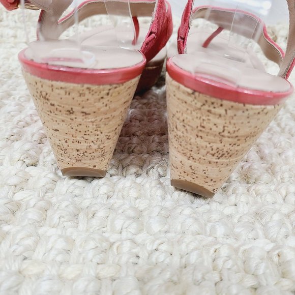 Donald J Pliner Leather Ankle-Strap Coral Alma Wedge Heels - Picture 5 of 8